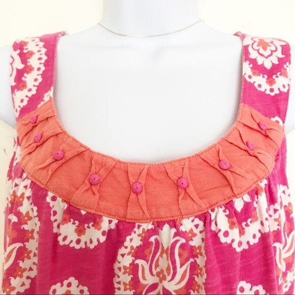 BODEN Zoey Orange & White Print Tank Top With Beaded Neckline, 8 (M) - Picture 5 of 9